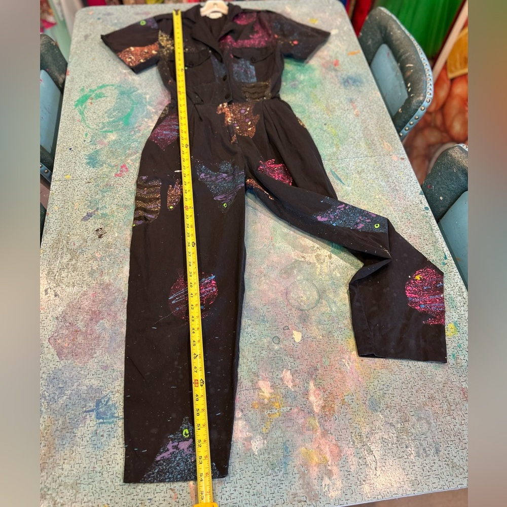 80s Splatter Paint Fish Jumpsuit - Picture 11 of 14
